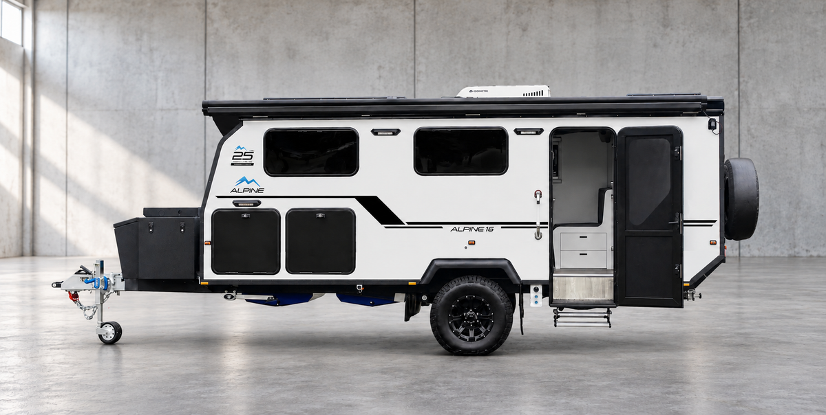 ALPINE 16 single axle pop-top exterior side profile