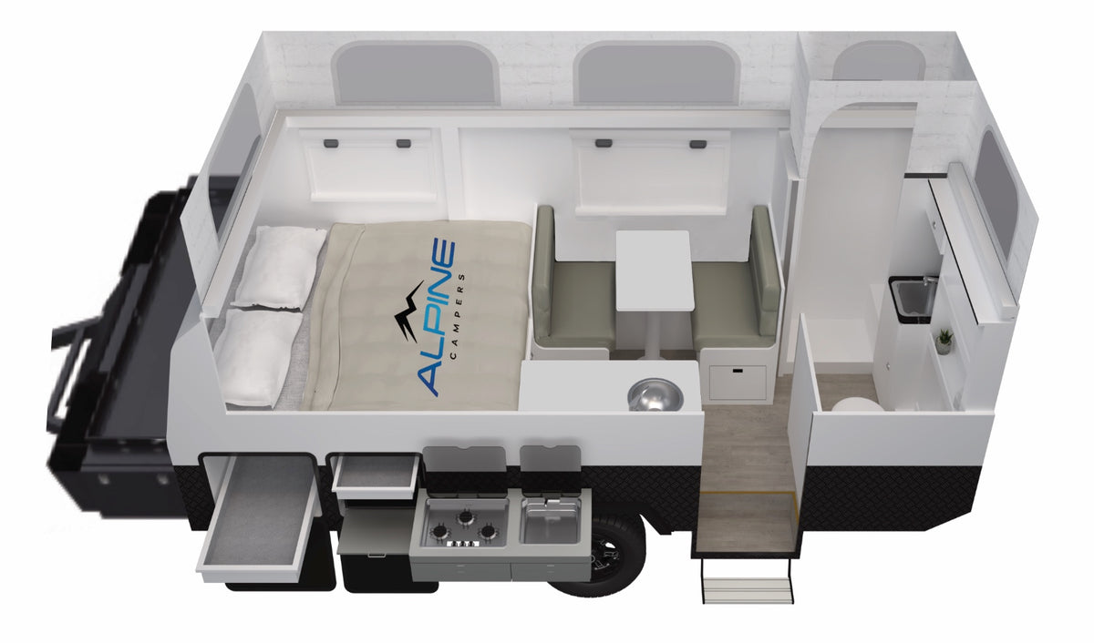 ALPINE 16 single axle pop-top example floorplan